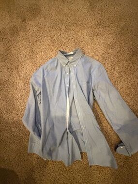 J. Crew Blue and White Micro-Gingham Slim Shirt